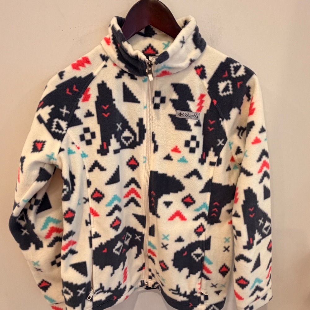 Columbia Sawyer Rapids Printed Fleece Jacket Girls XL 18/20 Wolf NWOT